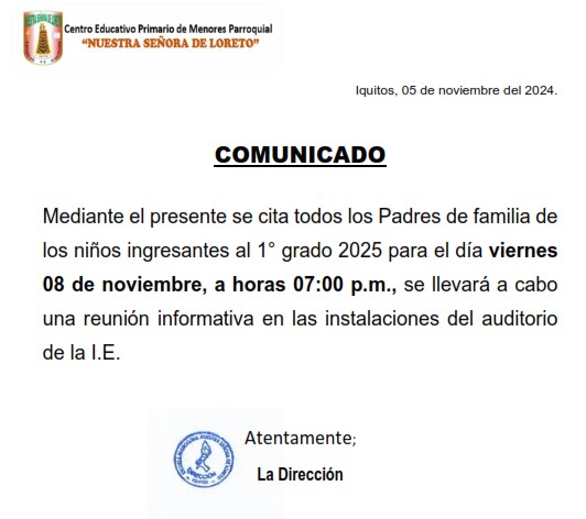 COMUNICADO  5 NOV-2024