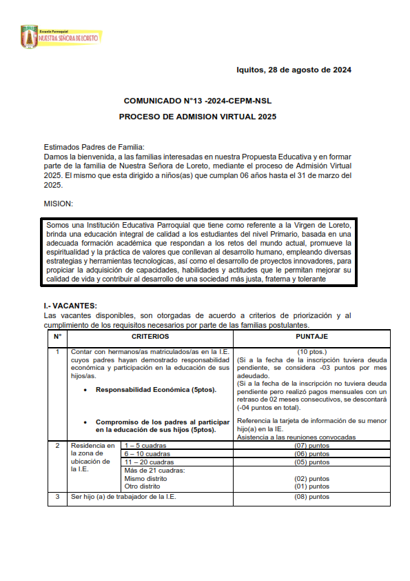 COMUNICADO N13-2024-CEPM-NSL